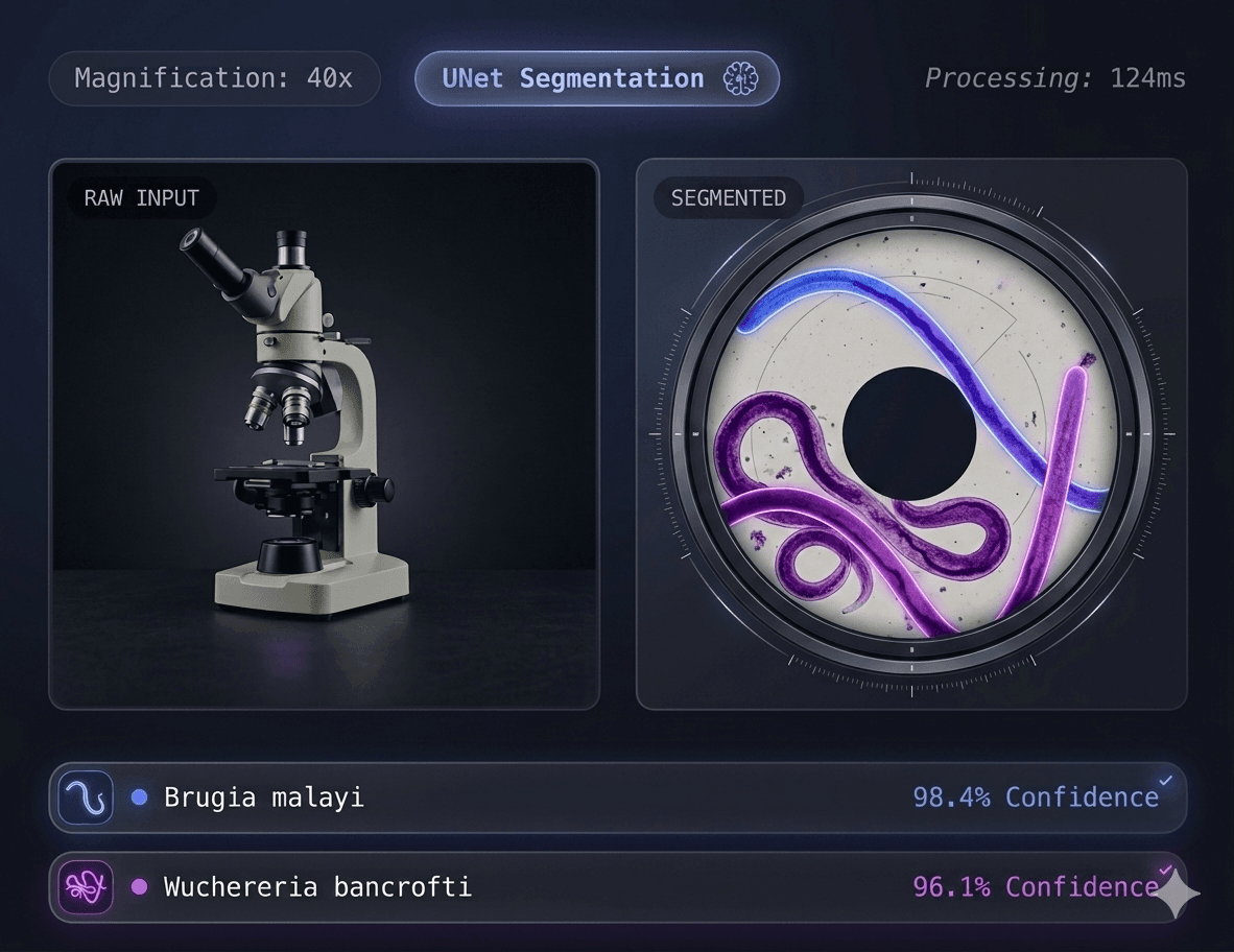 Microfilaria analyser app — UNet segmentation and diagnostic output